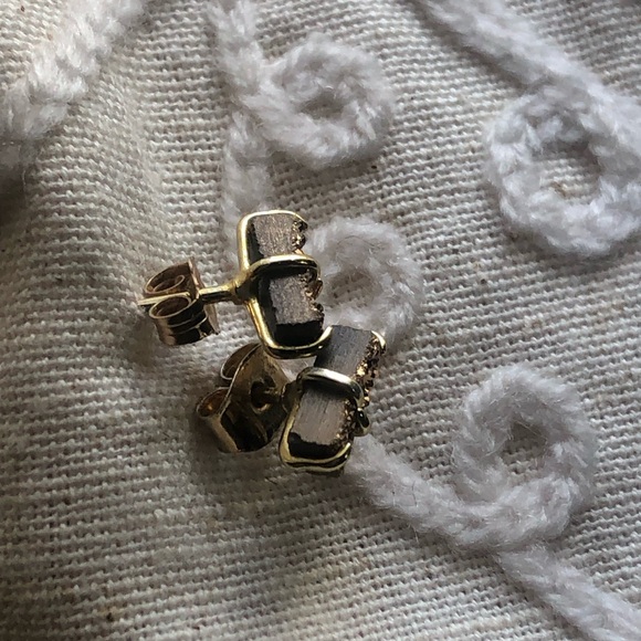 Gold Druzy posts - 14k over sterling - Picture 4 of 8